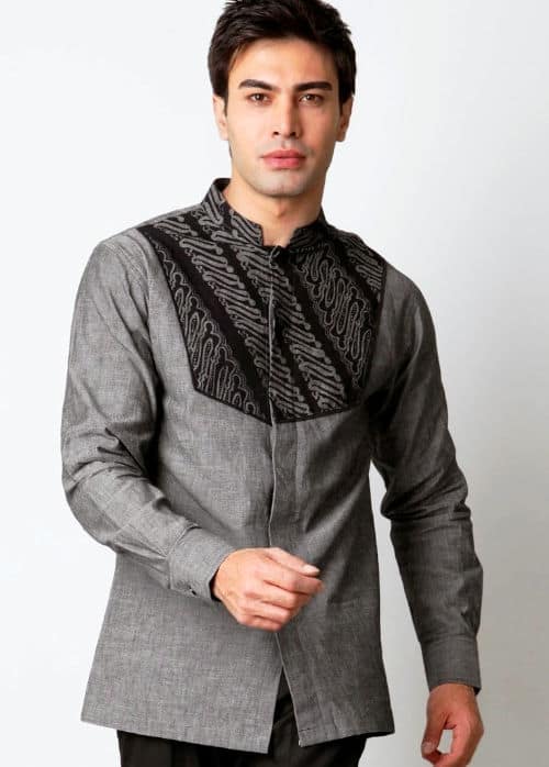 aju koko lengan panjang kombinasi batik di dada