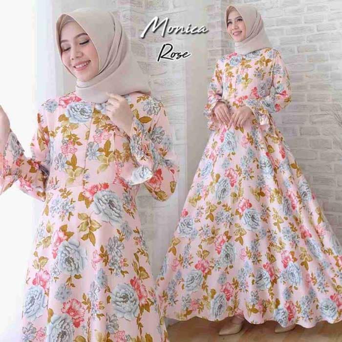 Gamis Motif Bunga Warna Cantik Menawan