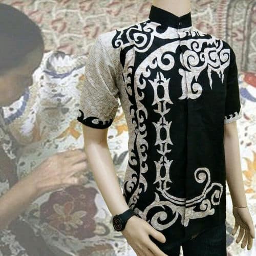 baju koko putih kombinasi bordir batik