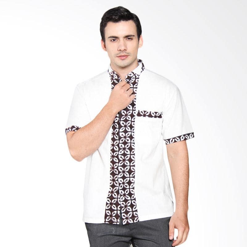 baju koko kombinasi putih dan batik